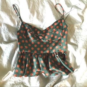 [Zara] polka dot peplum top